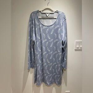 Charter Club Blue Feather Print Pajama Top